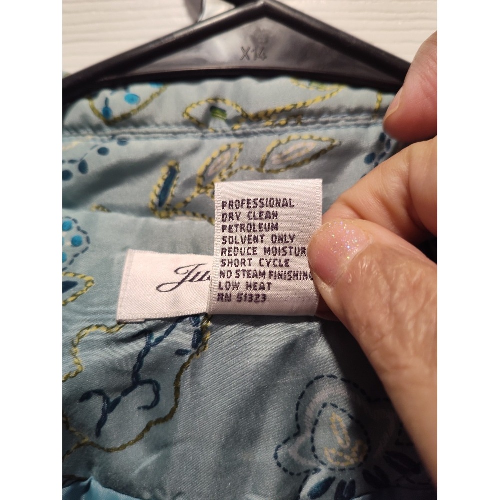 Judith Hart Silk Embroidered Quilted  Jacket with sequins 16W Aqua MSRP‎ $129 - Picture 4 of 6